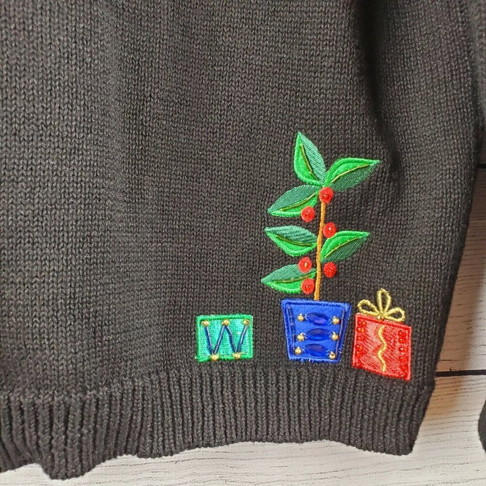 Heirloom Collectibles Christmas Collection Beaded Zip Sweater Sz M Detach Collar - Picture 9 of 9